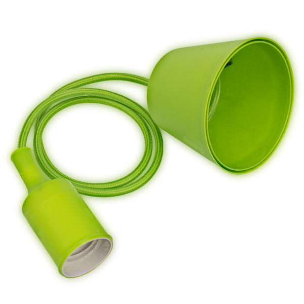 Патрон E27 силиконовый со шнуром 1 м зеленый REXANT