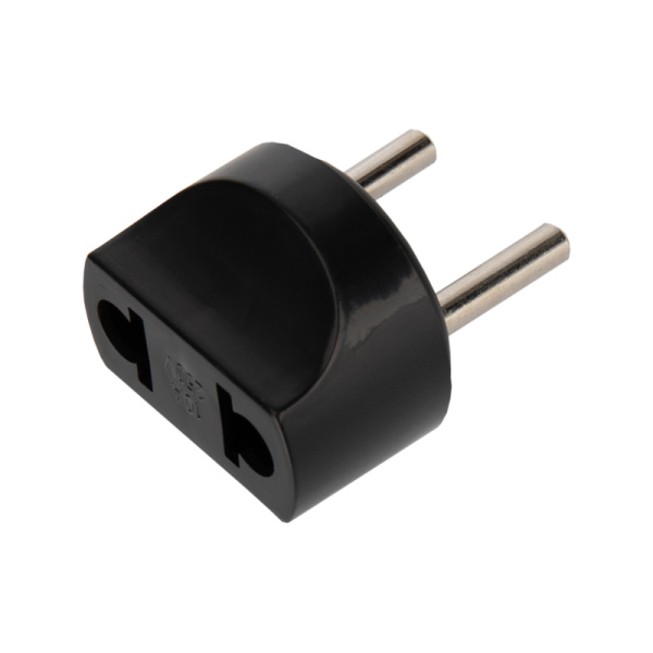 Адаптер сетевой (переходник) с Евро А/F на вилку С1 CEE 7/2 "ПИТЕР" 6А б/з черный PROCONNECT (пакет БОПП 1 шт/уп.)