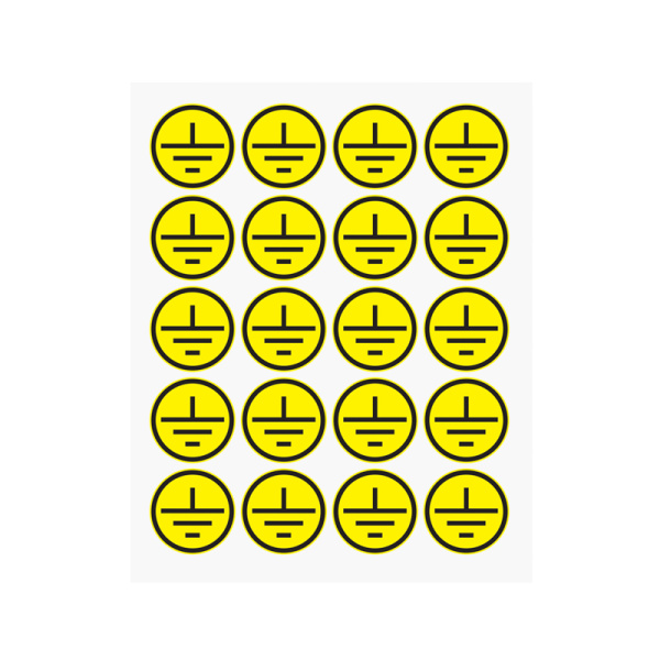 Наклейка знак электробезопасности «Заземление», диаметр 20мм (20 шт. на листе) REXANT