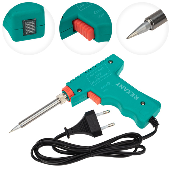 Паяльник-пистолет двухрежимный с керам. нагревателем, серия МАСТЕР, 30/130Вт, 230В REXANT