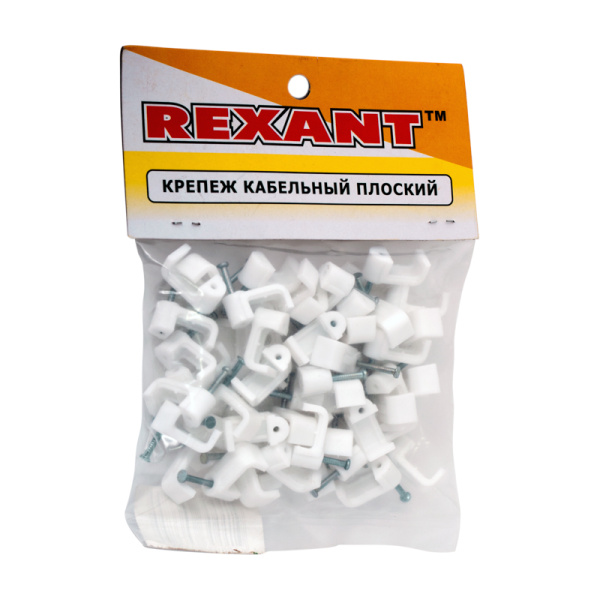 Крепеж кабеля плоский 12 х 6 мм, белый (упак. 50 шт)  REXANT
