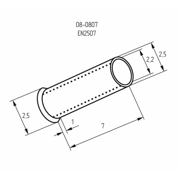 Наконечник штыревой втулочный L-7 мм 2.5 мм² (НШВ 2.5-8/НГ 2.5-7) REXANT