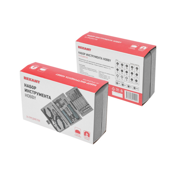 Набор инструментов HOBBY 26 предметов REXANT