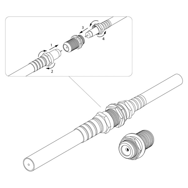 Переходник гнездо F – гнездо F, бочка с кольцом REXANT