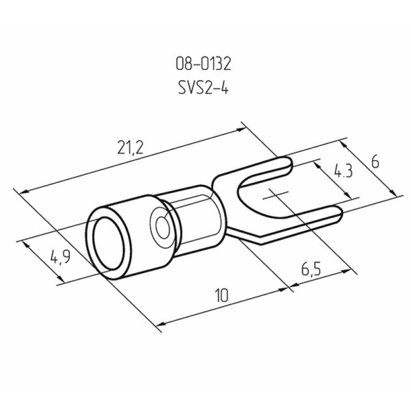Наконечник вилочный изолированный 4.3 мм 1.5-2.5 мм² (НВи 2.5-4/НВи 2-4) синий REXANT
