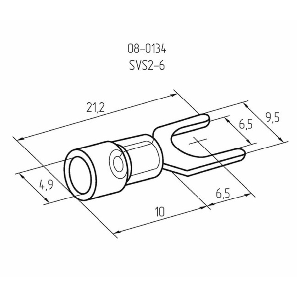 Наконечник вилочный изолированный 6.5 мм 1.5-2.5 мм² (НВи 2.5-6/НВи 2-6) синий REXANT