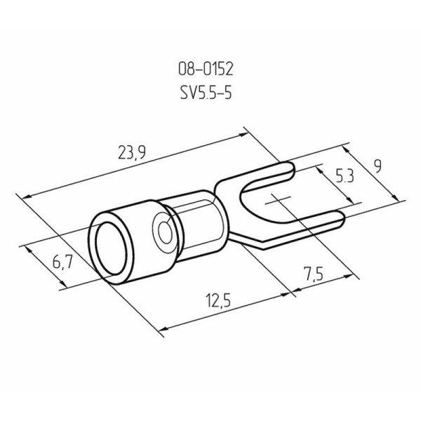 Наконечник вилочный изолированный 5.3 мм 4-6 мм² (НВи 6.0-5/НВи 5,5-5) желтый REXANT