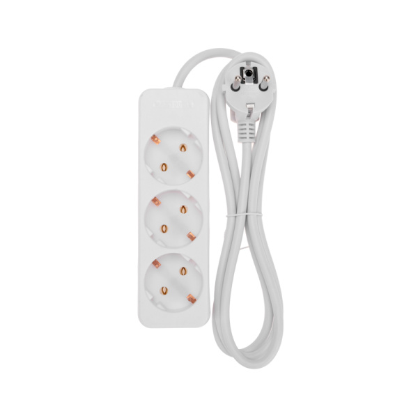 Удлинитель 3 гнезда, 1,5м, 3х0,75мм², с/з, белый PROconnect