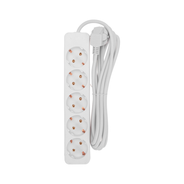 Удлинитель 5 гнезд, 3м, 3х0,75мм², с/з, белый PROconnect