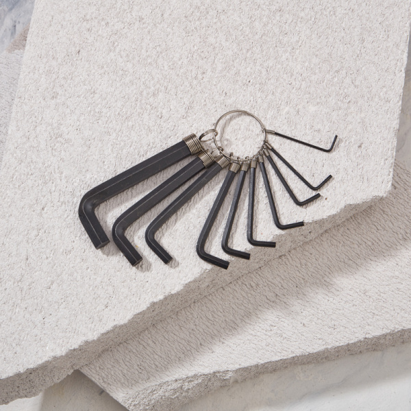 Набор ключей имбусовых HEX KRANZ 1,5-10 мм, CrV, 10 шт., оксидированные, на кольце