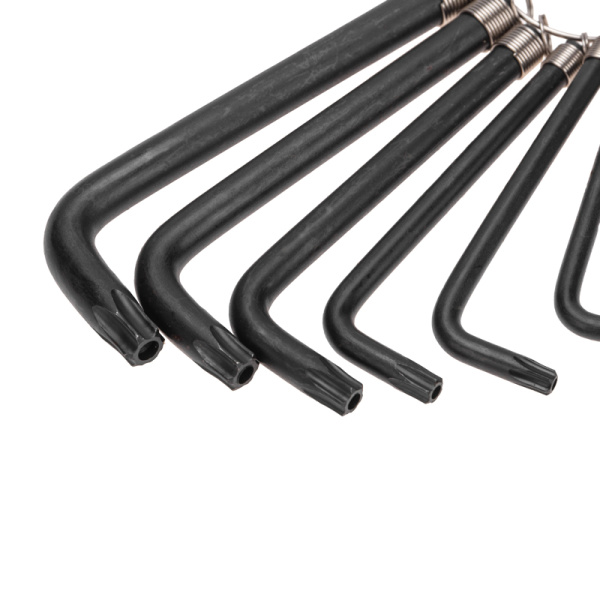 Набор ключей имбусовых TORX KRANZ T10-T50, CrV, 9 шт., оксидированные, на кольце