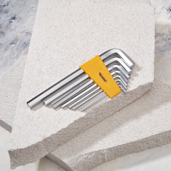 Набор ключей имбусовых HEX KRANZ 2,0-12 мм, CrV, 9 шт., удлиненные