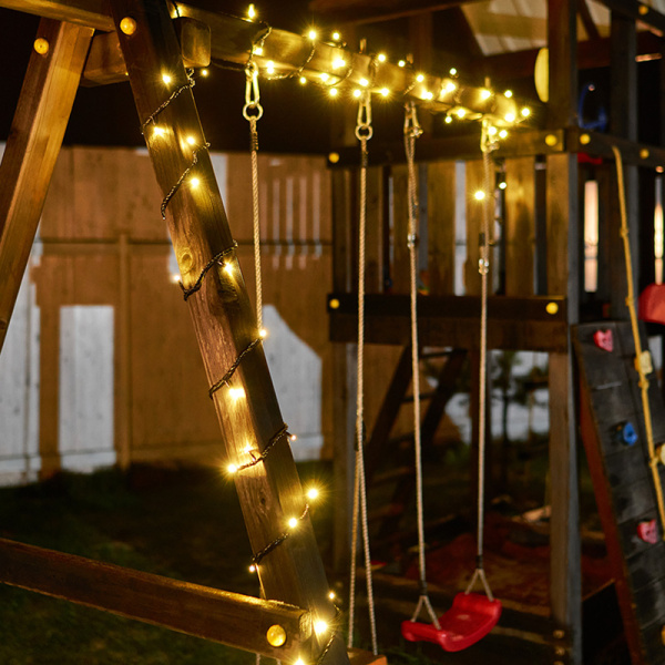 Гирлянда Твинкл Лайт 10 м, черный ПВХ, 100 диодов, цвет золотой