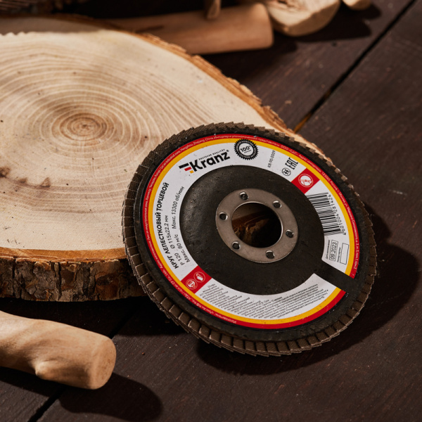 Круг лепестковый торцевой, P120, 115х22,2мм KRANZ