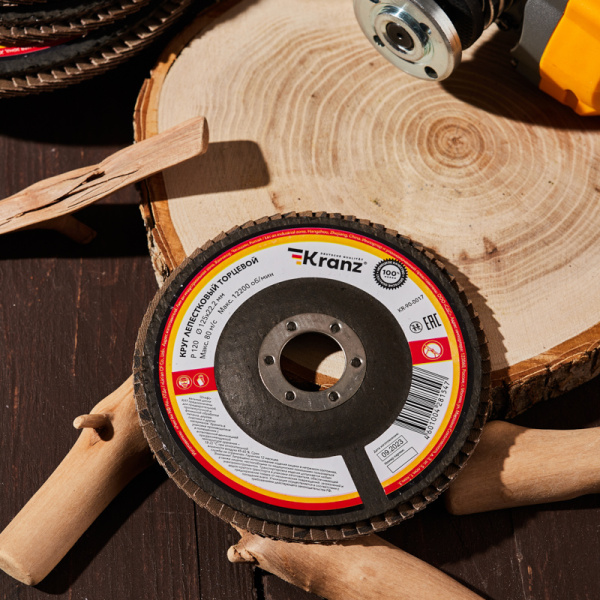 Круг лепестковый торцевой, P120, 125х22,2мм KRANZ