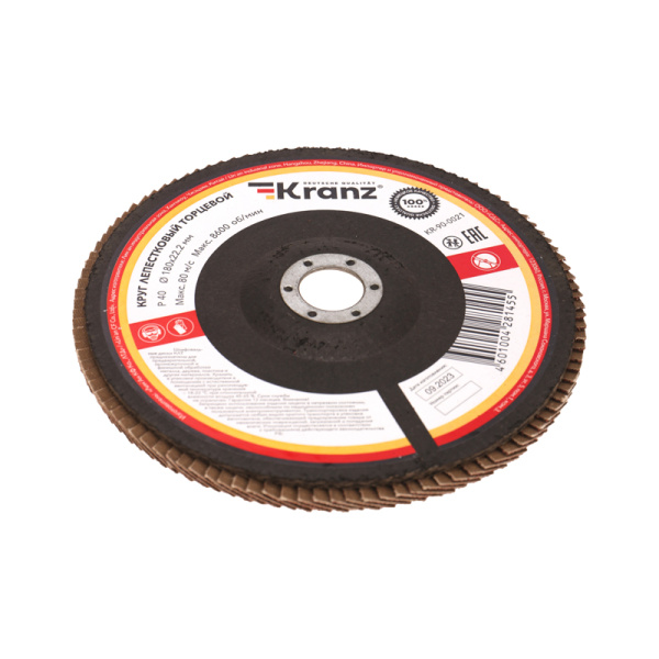 Круг лепестковый торцевой, P40, 180х22,2мм KRANZ