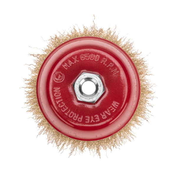 Щетка чашечная для УШМ, витая латунированная проволока, 125мм, М14 KRANZ