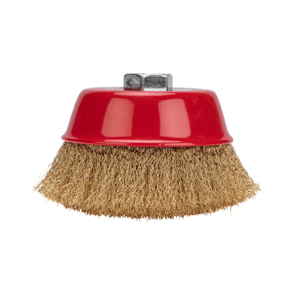 Щетка чашечная для УШМ, витая латунированная проволока, 125мм, М14 KRANZ