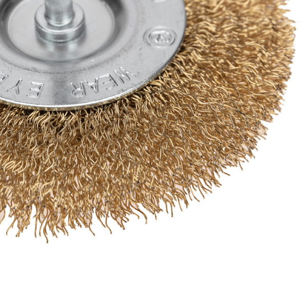Щетка дисковая для дрели, витая латунированная проволока, 100мм KRANZ