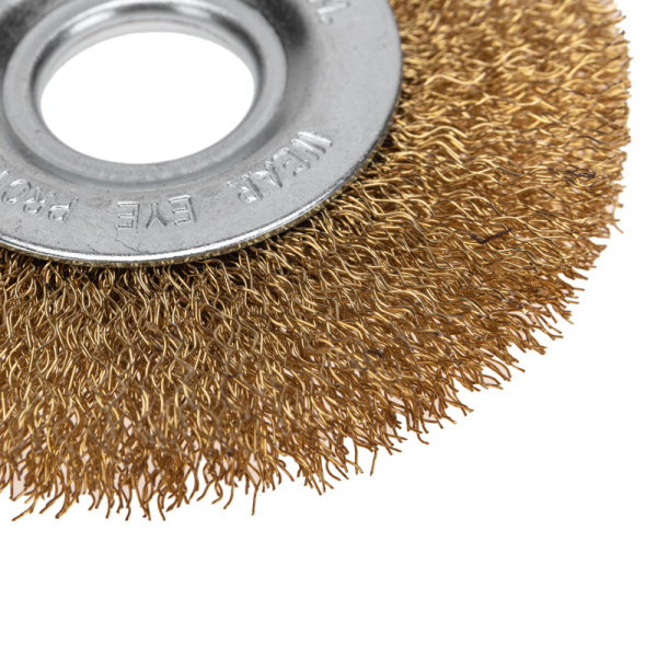 Щетка дисковая для УШМ, витая латунированная проволока, 100мм, отв. 22,23мм KRANZ