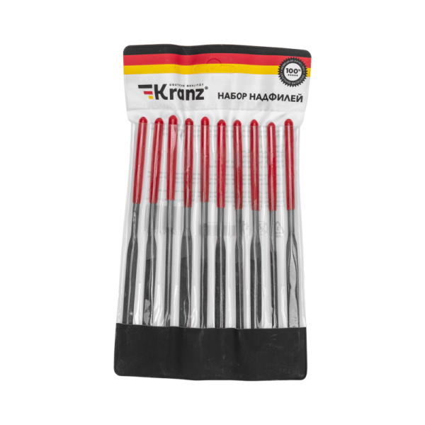 Набор надфилей 160х4мм, обрезиненные рукоятки, 10 шт. KRANZ