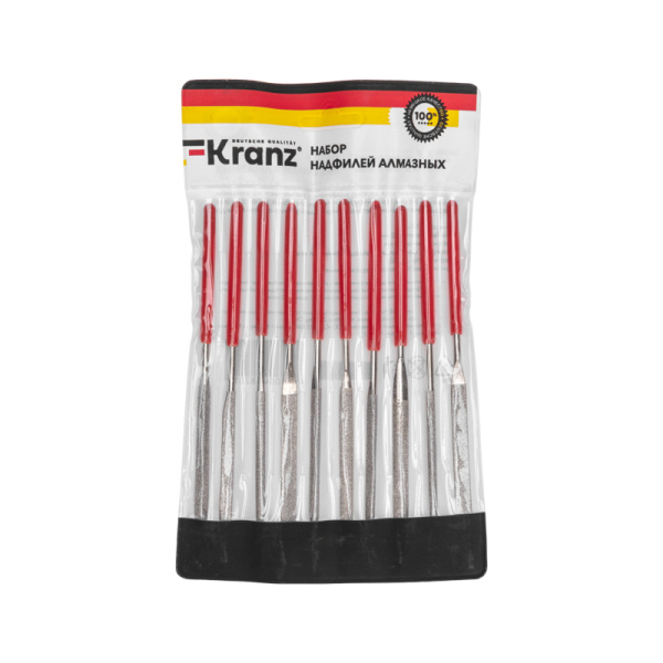 Набор надфилей алмазных 140х70х3мм, 10 шт. KRANZ