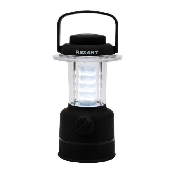 Фонарь кемпинговый с компасом, противоскользящий пластик «черный вельвет», складная петля для подвеса, регулировка яркости, 3хАА REXANT