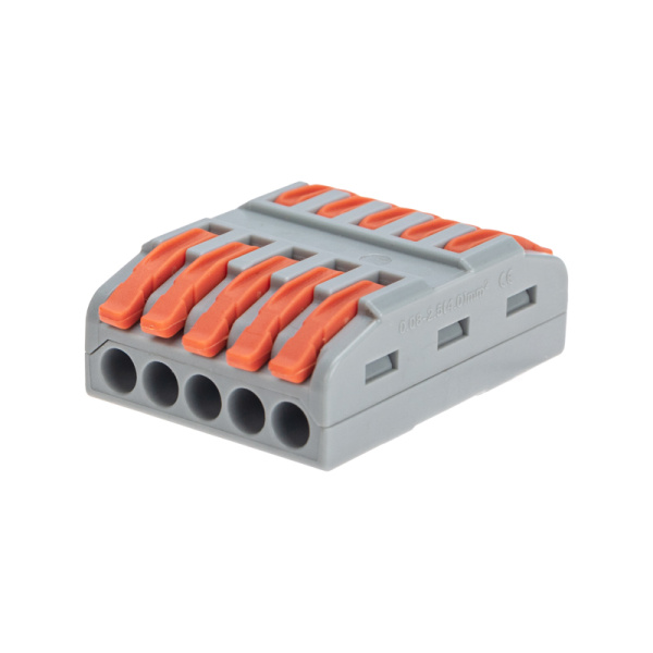 Клемма СМК 222-425 проходная 5 полюсов (0,08-4мм²), серая (30 шт/уп) REXANT