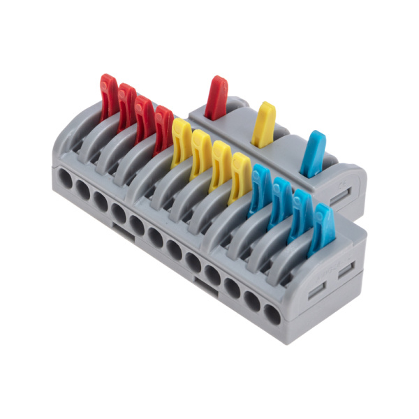 Клемма СМК 3х4 проходная разветвительная 3 полюса, с монтажной площадкой (1 ввод, 4 вывода на полюс) (10 шт/уп) REXANT