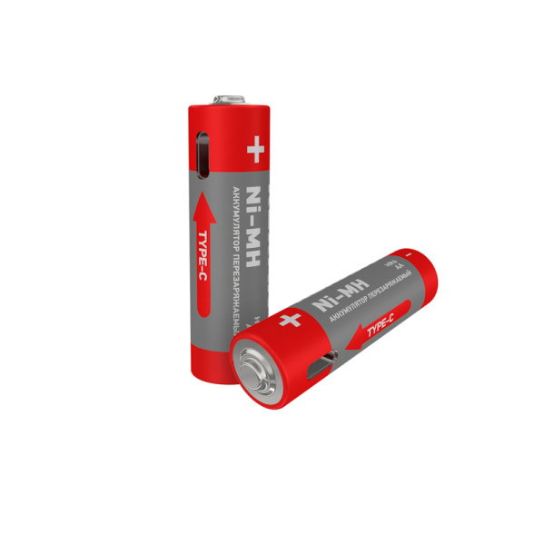 Батарейка аккумуляторная ААА, 900 мАч, 2 шт, мизинчиковая, зарядка от USB Type-C REXANT