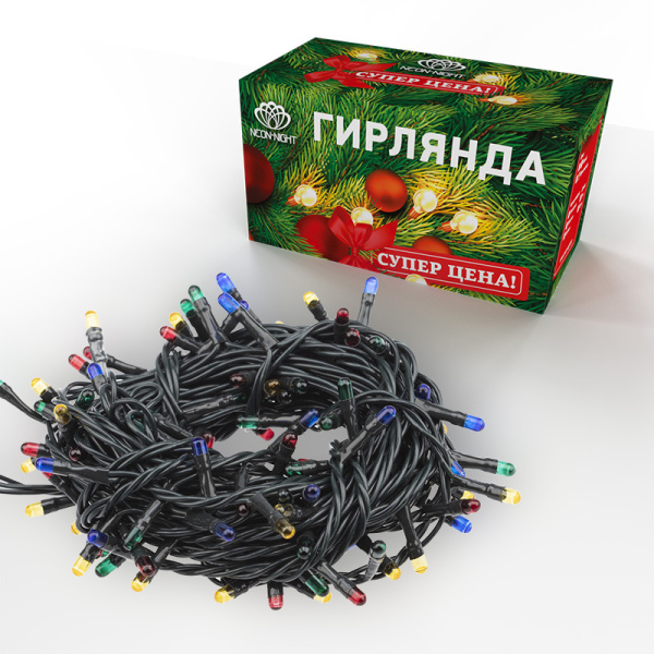 Гирлянда универсальная 140 ламп МУЛЬТИКОЛОР 6 метров с контроллером