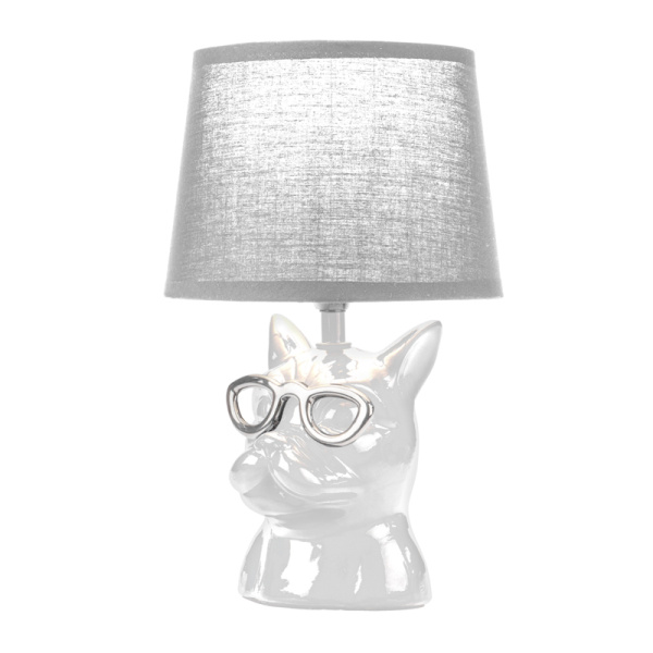 Светильник декоративный настольный МОБИ "Бульдог", с цоколем Е14, 40Вт, цвет белый REXANT