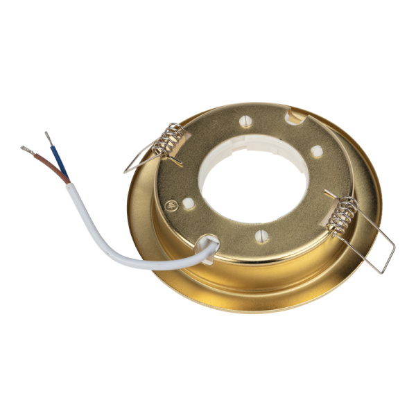 Комплект лампы и светильника GX53 «ЯРКИЙ ТЕПЛЫЙ ЗОЛОТОЙ» лампа 15,5 Вт теплого белого цвета свечения 2700 K и светильник под лампу GX53 золотистого цвета (604-067+608-003) REXANT