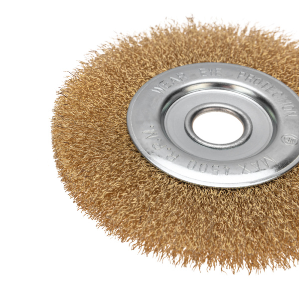 Щетка дисковая для УШМ, витая латунированная проволока, 150мм, отв. 22,23мм KRANZ