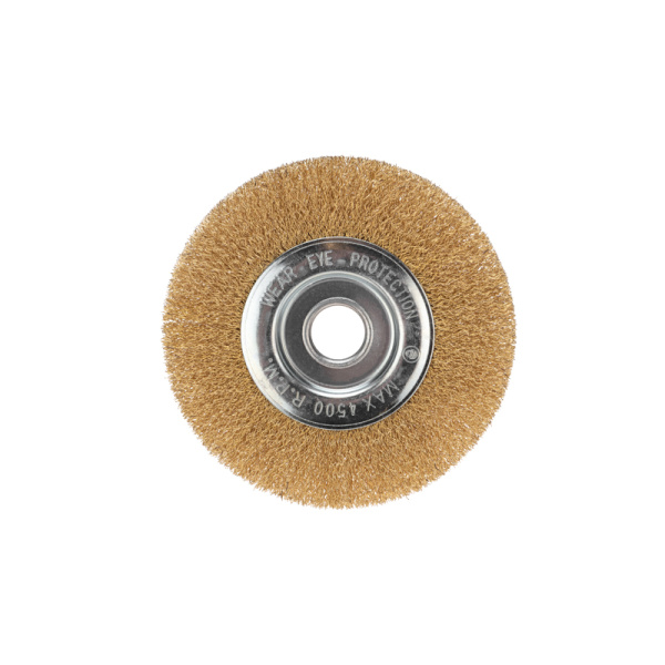 Щетка дисковая для УШМ, витая латунированная проволока, 150мм, отв. 22,23мм KRANZ