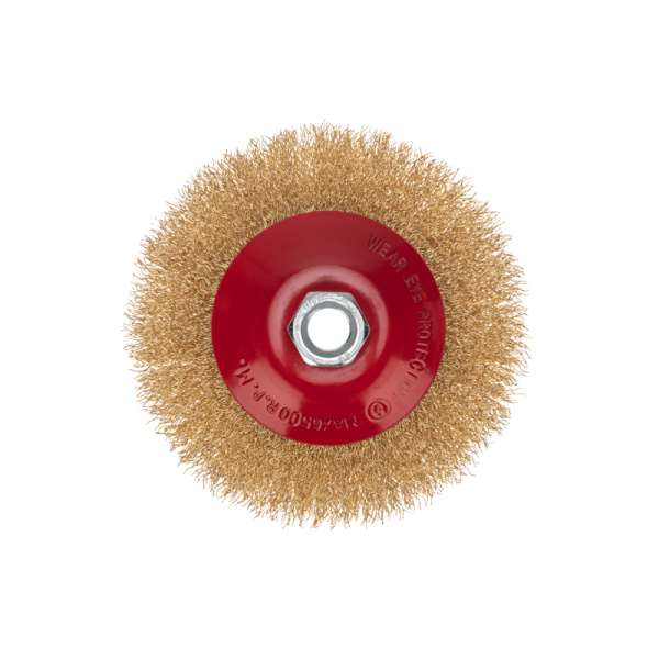 Щетка коническая для УШМ, витая латунированная проволока, 125мм, М14 KRANZ