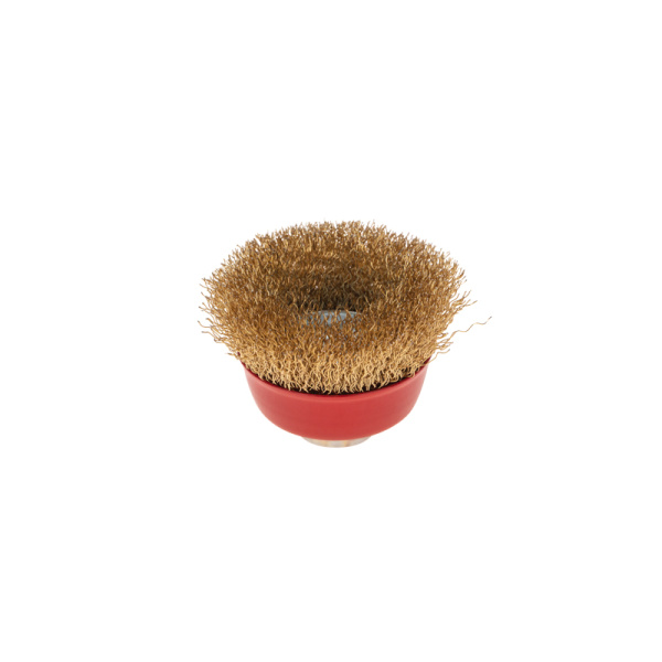 Щетка чашечная для УШМ, витая латунированная проволока, 65мм, М14 KRANZ