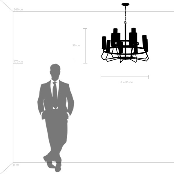 723125 Люстра FLUME 12х40W E14 ЧЕРНЫЙ МАТОВЫЙ/НИКЕЛЬ