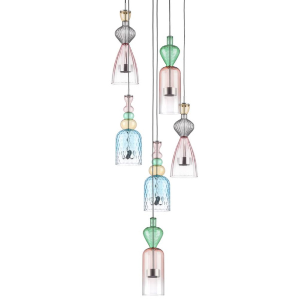 814069  2КОР! Люстра BELLE LED 6х8W 2400LM АЛЮМИНИЙ/МУЛЬТИКОЛОР 3000K