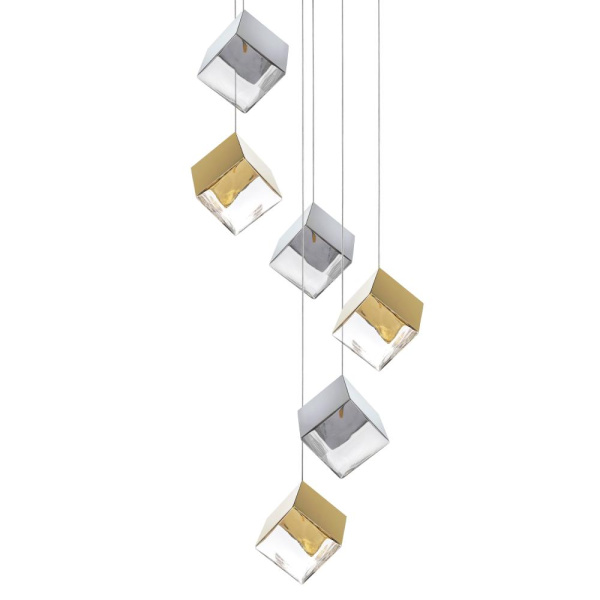 805569 Люстра QUBICA 6х2W(led) G4 12V ЗОЛОТО/ХРОМ/ПРОЗРАЧНЫЙ