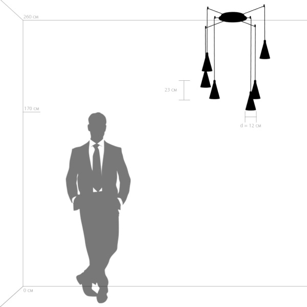757069 Люстра CONE 6х40W GU10 ХРОМ/ПРОЗРАЧНО-МАТОВЫЙ