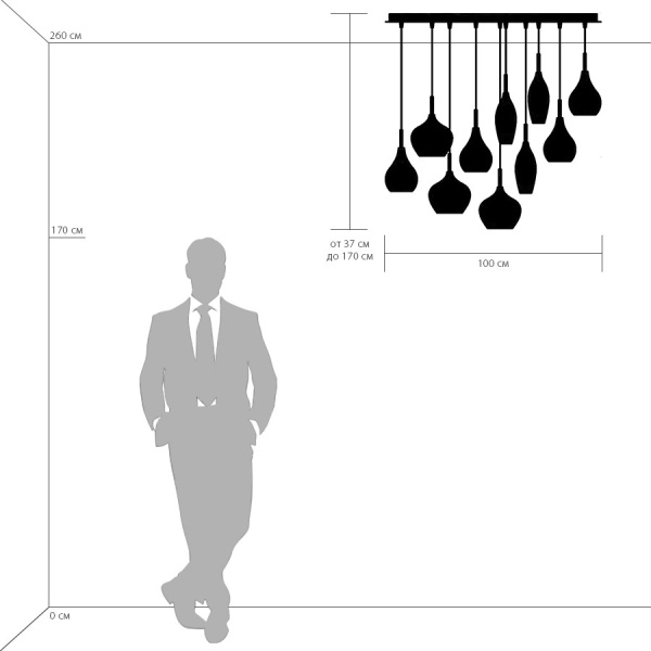 803120 Подвес PENTOLA 12x40W E14 ХРОМ/БЕЛЫЙ