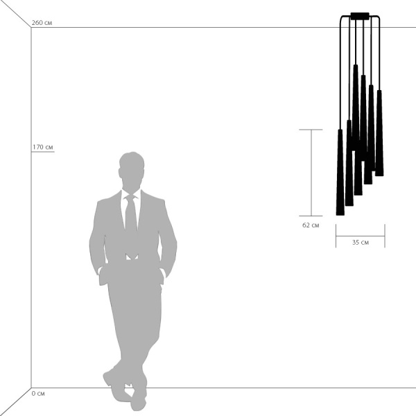 807083 Подвес PUNTO 8х25W G9 chrome + champagne