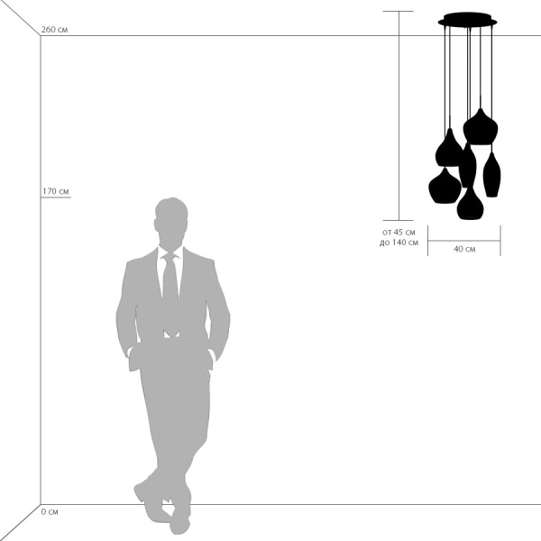 803060 Подвес PENTOLA 6х40W E14 ХРОМ/БЕЛЫЙ