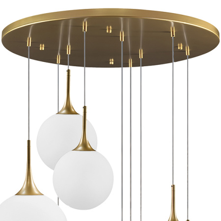 813092 Люстра GLOBO 9х40W E14 gold/white