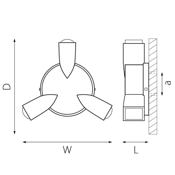 380633 Светильник DITO 3х1W LED 330LM G ЧЕРНЫЙ/ЗОЛОТО 4000K