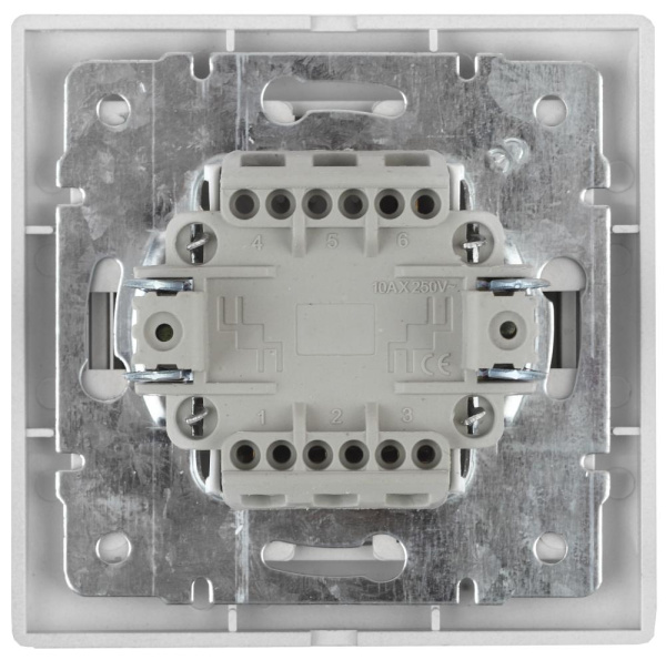 Выключатель Intro Plano 1-104-01 двухклавишный, 10А-250В, IP20, СУ, белый