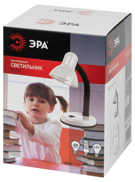 Настольный светильник ЭРА N-120-E27-40W-W белый