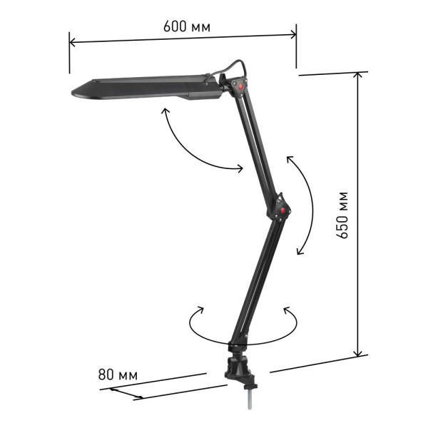 Настольный светильник ЭРА NL-201-G23-11W-BK с лампой PL на струбцине черный