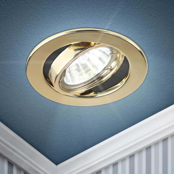 ST2A GD Светильник ЭРА штампованный поворотный MR16,12V/220V, 50W золото (100/2400)